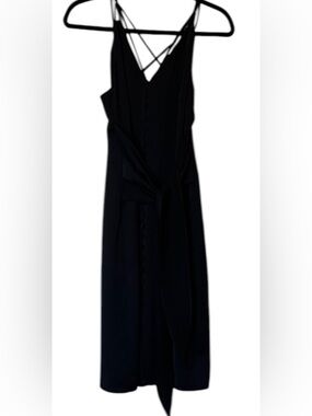 Adelyn Rae Navy Strappy Wrap Midi Dress